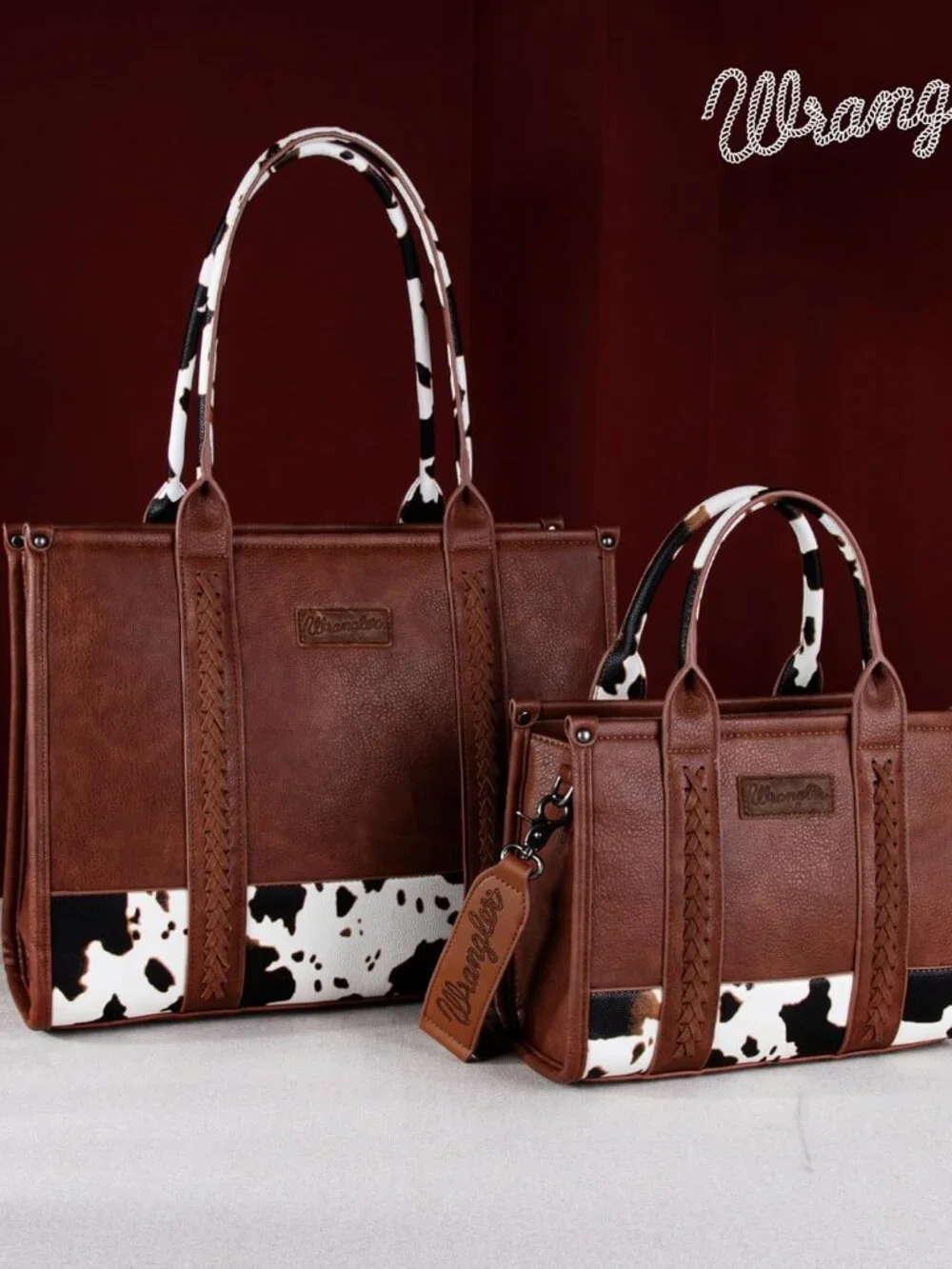 Wrangler Tote Bag for Women Western Cow Print Purse Designer Top Handle Handbags - Picture 2 of 6